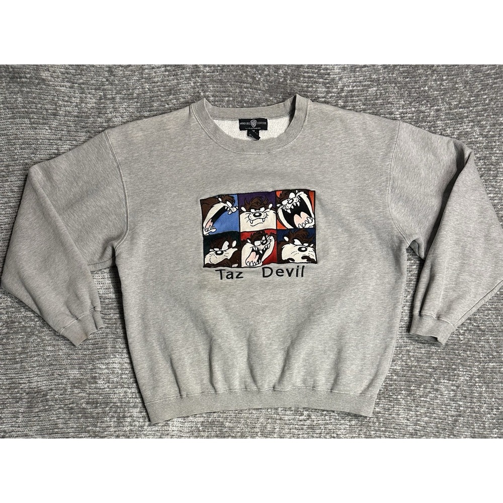 Vintage 1995 Embroidered TAZ Devil Sweatshirt Warner Brothers Studio Store 90s